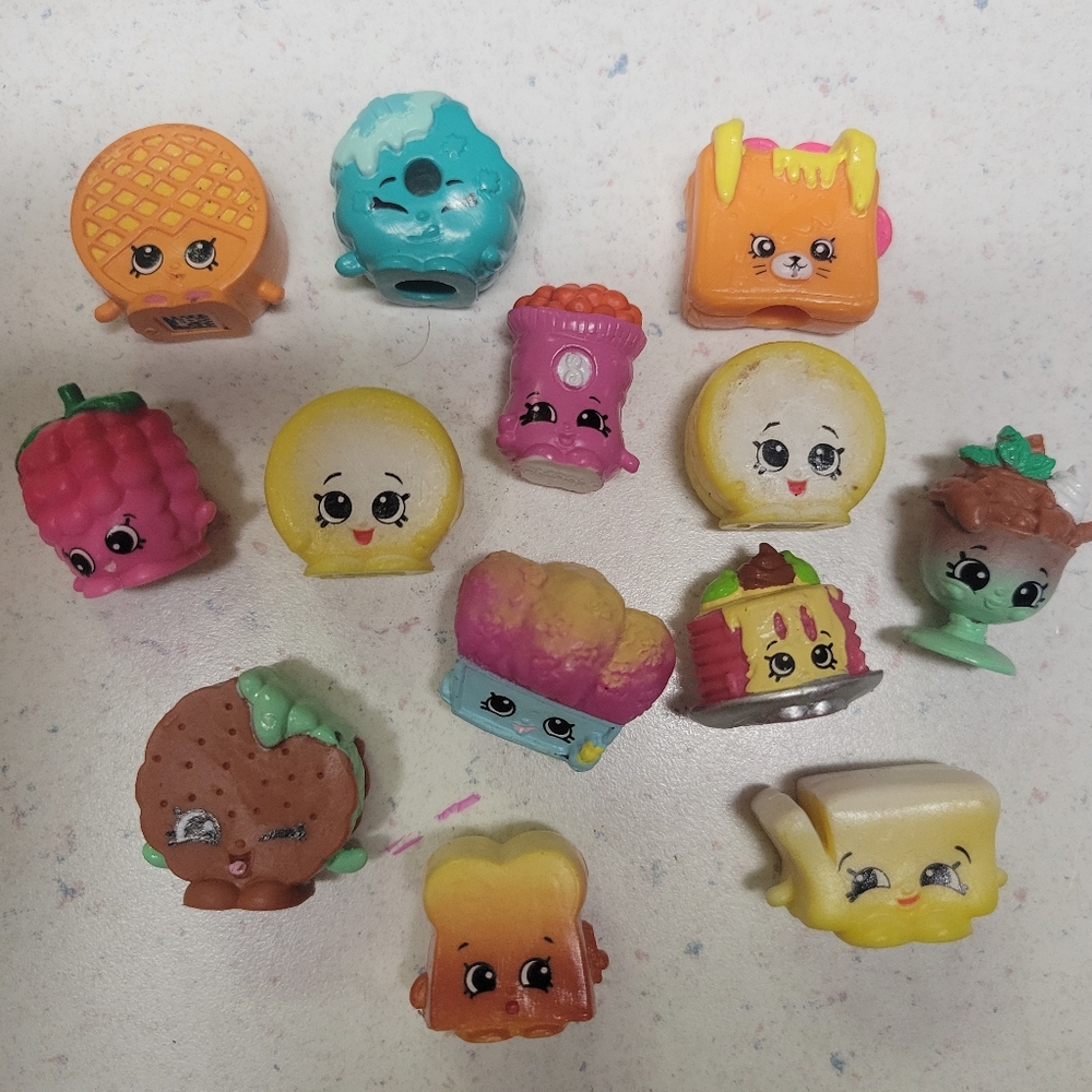 Colorful Lot Of Shopkins Miniature Food Toy Set. 13 Total. 1 Duplicate